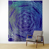 Tenture Vibrant Mandala Boho Chic Elegant Marine Bleu Vert (En situation)