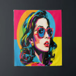Tenture Vibrant Pop Art Femme Retro Chic Décor Mur<br><div class="desc">Éclairez votre espace avec cette tapisserie murale d'art pop-art audacieuse et colorée générée par l'IA, qui présente une femme élégante dans des tons vibrants qui rappellent le mouvement pop-art emblématique des années 1960. L'oeuvre rayonne de couleurs électriques (roses, jaunes, bleus et verts), captant l'essence du chic rétro avec une touche...</div>