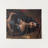 Tenture Victorian Goth Femme noire avec des roses rouges (Devant (Horizontal))