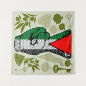 Tenture Victory Sign Hand Resistance Red Triangle Symbol (Devant (Horizontal))