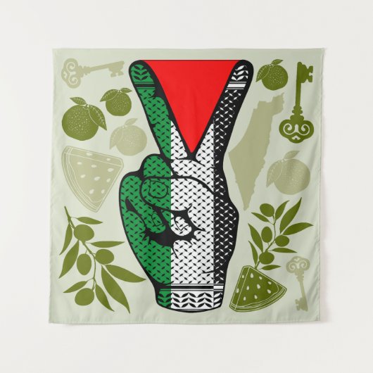 Tenture Victory Sign Hand Resistance Red Triangle Symbol (Devant)