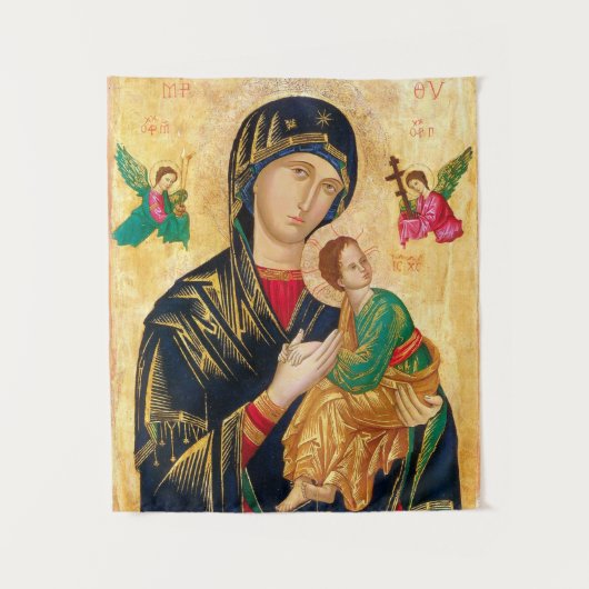 Tenture Vierge byzantine Marie et icône enfant Noël (Devant)