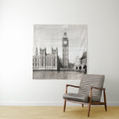 Tenture Vieux Londres, noir et blanc. (En situation)