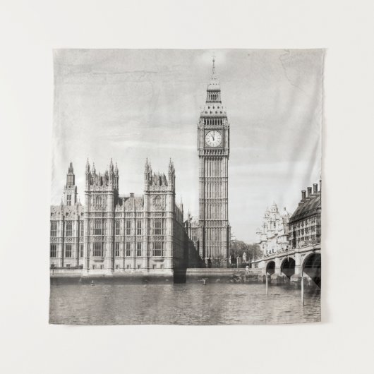 Tenture Vieux Londres, noir et blanc. (Devant)