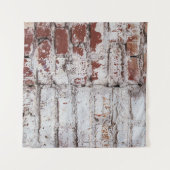 Tenture Vieux mur de briques peintes avec peeling blanc pe (Devant (Horizontal))