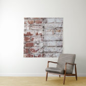 Tenture Vieux mur de briques peintes avec peeling blanc pe (En situation)