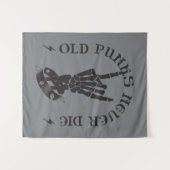 Tenture Vieux Punks Ne Meurent Jamais Skeleton Rock Sur Go (Devant (Horizontal))