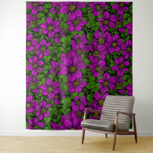 Tenture Vigne Clematis rose
