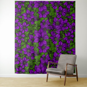 Tenture Vigne de Clematis pourpre