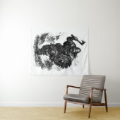 Tenture Viking Warrior Charge – Ink Battle (En situation (horizontale))