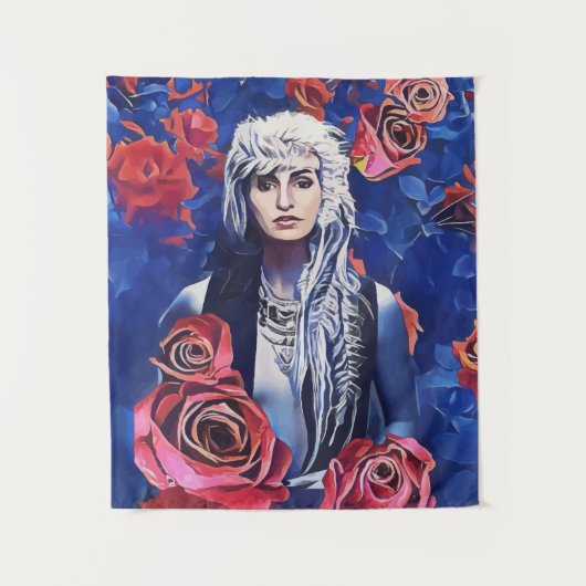 Tenture Viking Woman Red Roses Art Abstrait original (Devant)