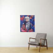 Tenture Viking Woman Red Roses Art Abstrait original (En situation)