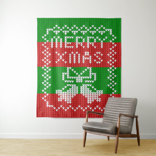 Tenture Vilain pull motif sonnettes Joyeux fils Xmas