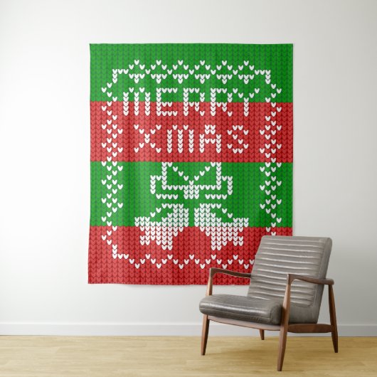 Tenture Vilain pull motif sonnettes Joyeux fils Xmas (En situation)