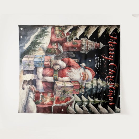 Tenture Village de père Noël Joyeux Noël Suspendu Tapisser (Devant (Horizontal))