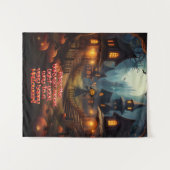 Tenture Village éffrayant D'Halloween Avec Croc Peur (Devant (Horizontal))