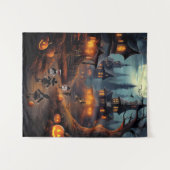 Tenture Village éffrayant d'Halloween avec des poussettes (Devant (Horizontal))