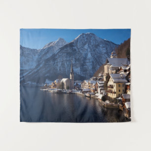 Tenture Ville de Hallstatt dans la neige en hiver