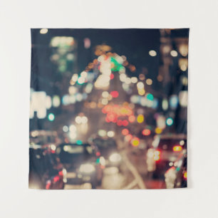 Tenture Ville de nuit : Lumières floues rétro.
