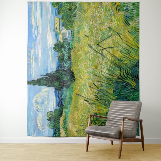 Tenture Vincent van Gogh - Champ de blé vert avec Cypress (En situation)