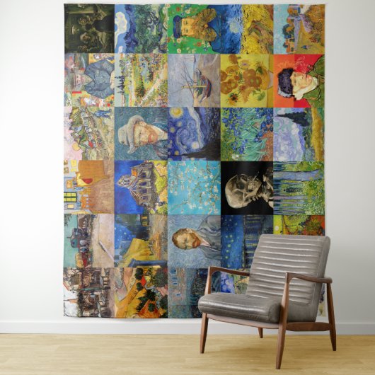 Tenture Vincent van Gogh - chefs-d'oeuvre Mosaic Patchwork (En situation)