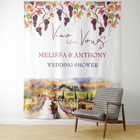 Tenture Vino avant les vœux mariage douche personnalisé (En situation)