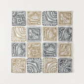 Tenture vintage abstrait doodle motif sans couture. Noir (Devant (Horizontal))