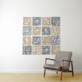 Tenture vintage abstrait doodle motif sans couture. Noir (En situation)