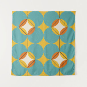 Tenture Vintage Abstrait, Motif scandinave géométrique.
