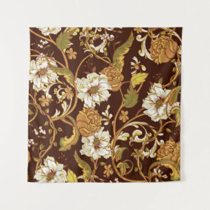 Tenture Vintage baroque fleuri : magnolias, motif rose.