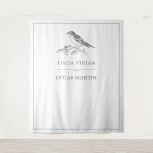 Tenture Vintage Bird noir et blanc Mariage