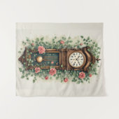 Tenture Vintage Clock Surrounded by Roses and Vines (Devant (Horizontal))