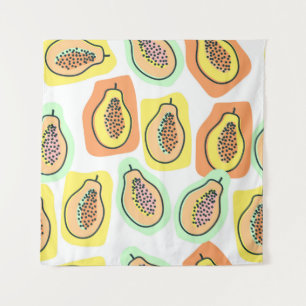 Tenture Vintage fruit de papaye à la main motif et sans so