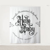 Tenture Vintage Gothic Dark Hello Baby Shower backdrop (Devant)