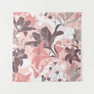 Tenture vintage motif floral transparent. Design rideau. M