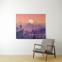 Vintage Mountain Forest Hiker's Sunset violet oran