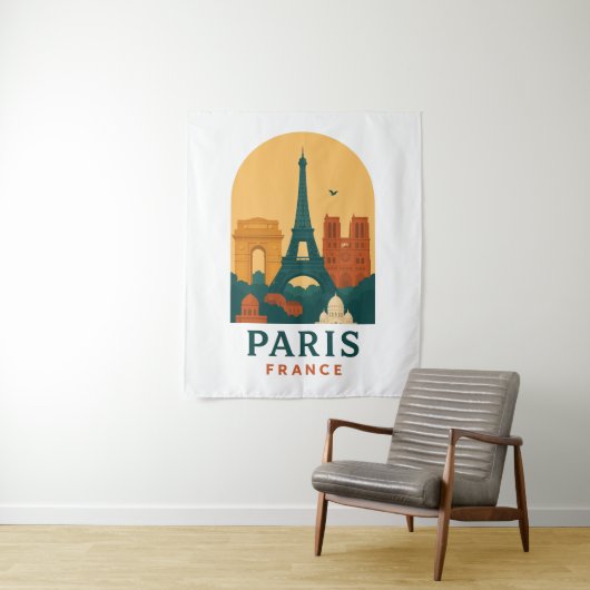 Tenture Vintage Notre Dame Tapestry - Paris Cathedral Wall (En situation)