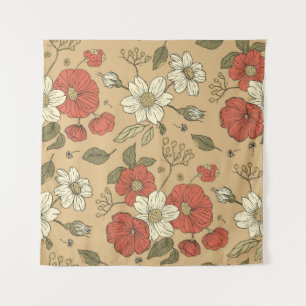 Tenture Vintage pavot et fleur marguerite couture de jardi