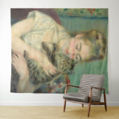 Tenture Vintage Pierre Auguste Renoir Femme avec chat (En situation (horizontale))