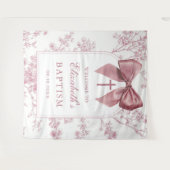 Tenture Vintage Pink Bow Baptism Photo Backdrop (Devant (Horizontal))