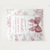 Tenture Vintage Pink Bow Holy Communion Photo Backdrop (Devant (Horizontal))