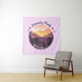 Tenture Vintage Purple Jaune Farmhouse Mountain Sunset (En situation)
