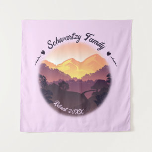 Tenture Vintage Purple Jaune Farmhouse Mountain Sunset