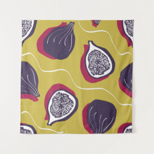 Tenture vintage repeating texture with stylized figs. Abst