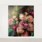 Tenture Vintage Rose Doux Et Bourgogne Roses Peint (Devant)