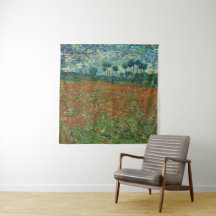 Vintage Van Gogh Flowers Field avec des pavots