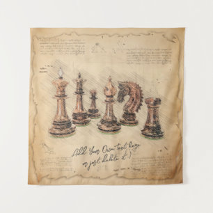 Tenture Vintage Vieux Jeu d'échecs Pièces Art Joueur Cadea