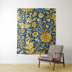Tenture Vintage William Morris Cherwell Bleu Art Floral