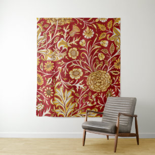 Tenture Vintage William Morris Cherwell Fleur rouge Art