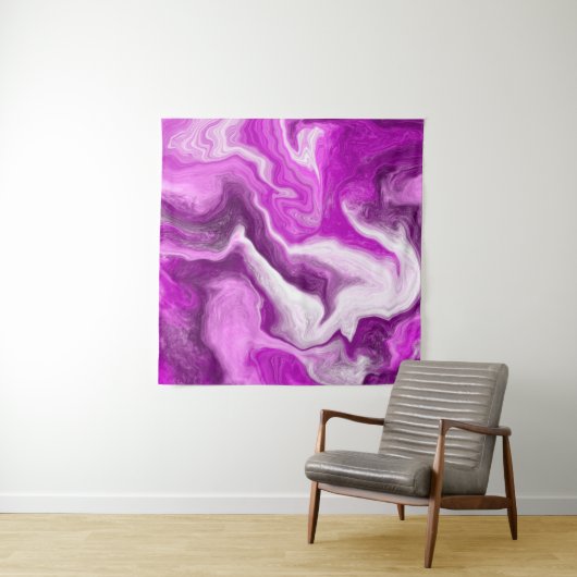 Tenture Violet et Marbre blanc Fluide Art (En situation (horizontale))